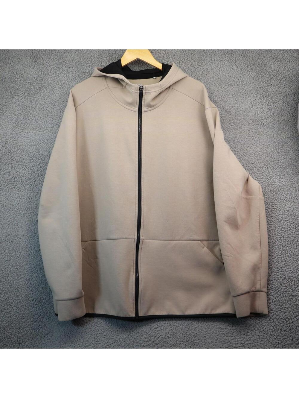 DSG Men 2XL Hoodie Zip Sand Creme Beige Activewear VGUC